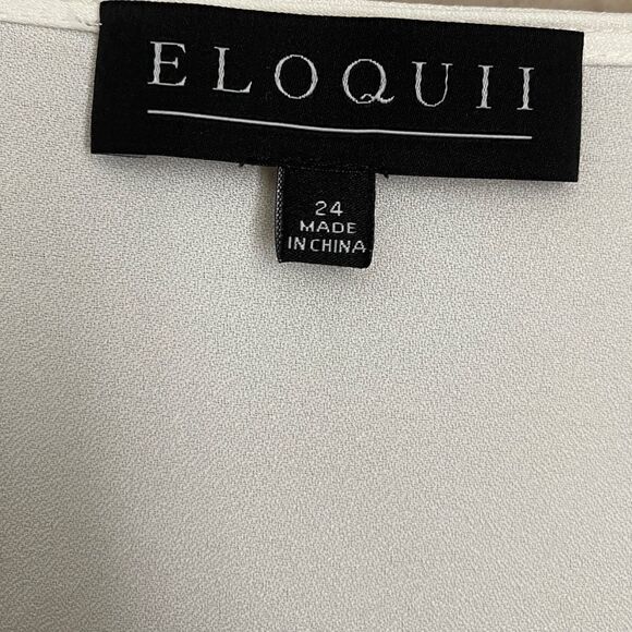 5. ELOQUII Faux Wrap Top With Buckle Cream Size 24 - Picture 7 of 7